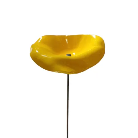 Fleurs en verre jaune coquelicots - Grand
