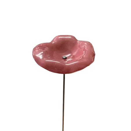 Fleurs en verre rose coquelicots - Grand