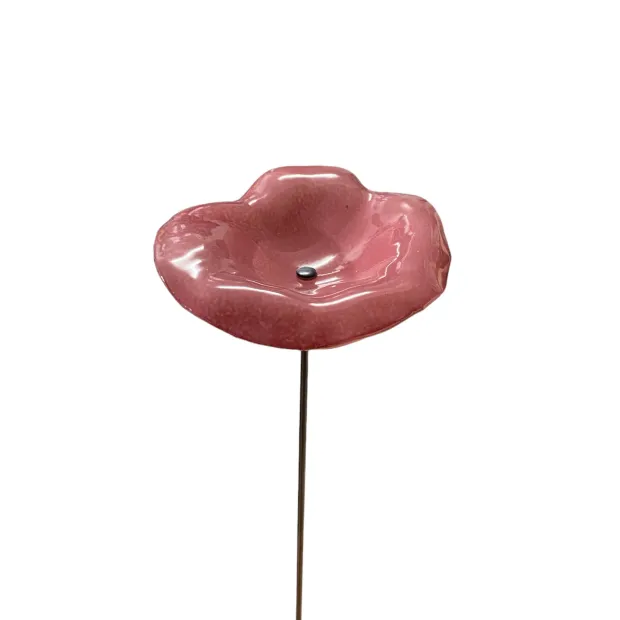 Fleurs en verre rose coquelicots - Grand