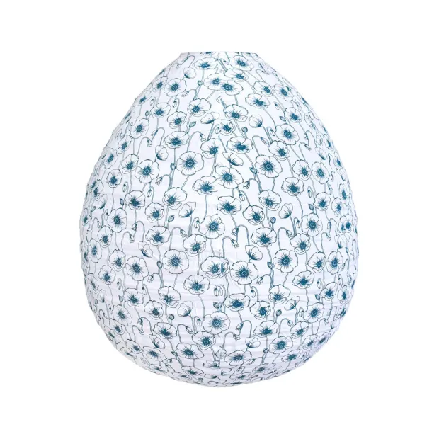 Lampion tissu boule japonaise oeuf Blue Poppy