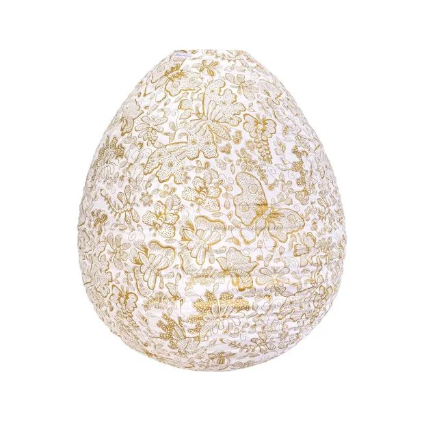 Lampion tissu boule japonaise oeuf Papillons Doré