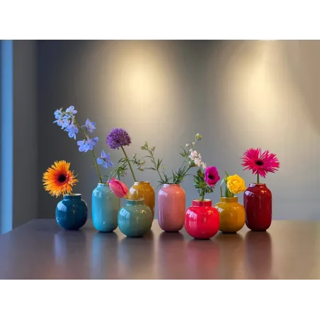 Petit Vase en métal Ovale Rose Jacinthe