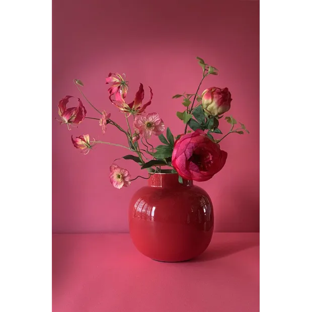 Vase en métal Rond Rouge Cerise