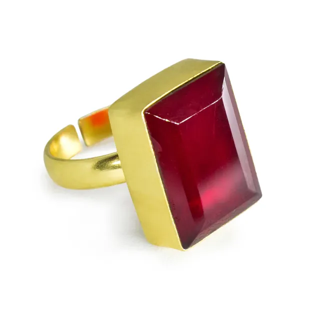 Bague laiton hydro rouge rectangle
