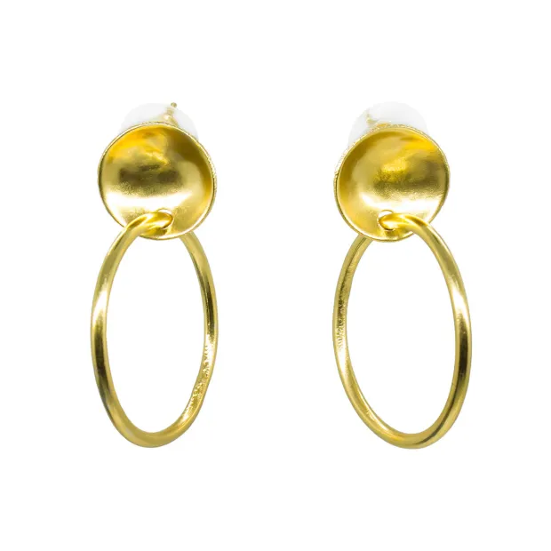 Boucles d'oreilles clous laiton pastille et anneau