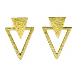 Boucles d'oreilles clous laiton triangle double - Bibop et Lula