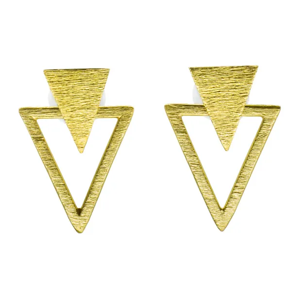 Boucles d'oreilles clous laiton triangle double