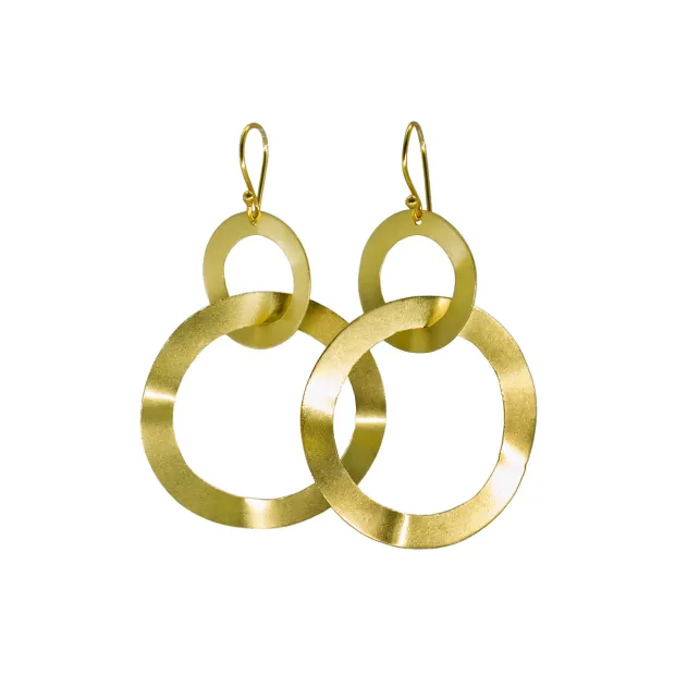 Boucles d'oreilles pendantes laiton Anneaux entrelacés