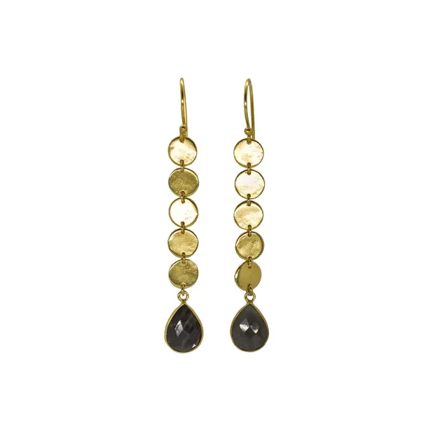 Boucles d'oreilles pendantes laiton Labradorite
