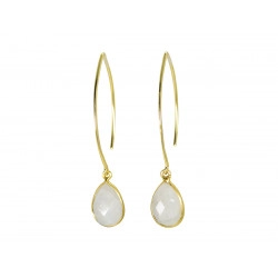 Boucles d'oreilles pendantes laiton Pierre de Lune - Bibop et Lula
