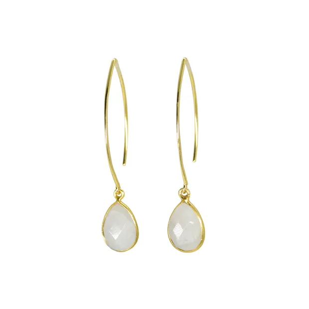 Boucles d'oreilles pendantes laiton Pierre de Lune