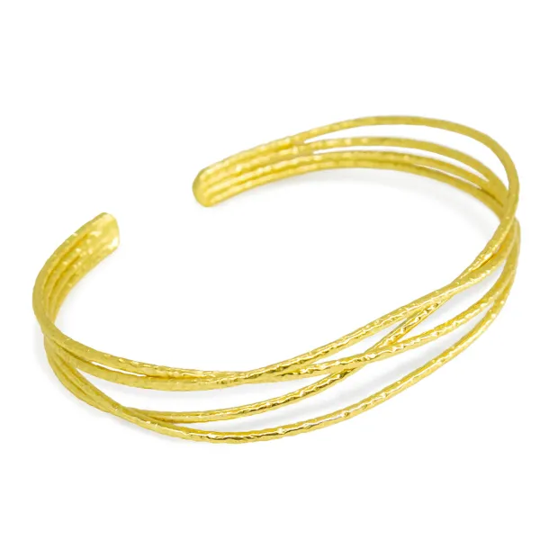 Bracelet jonc quatre rangs martelé