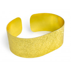 Bracelet manchette laiton imprimé feuilles - Bibop et Lula