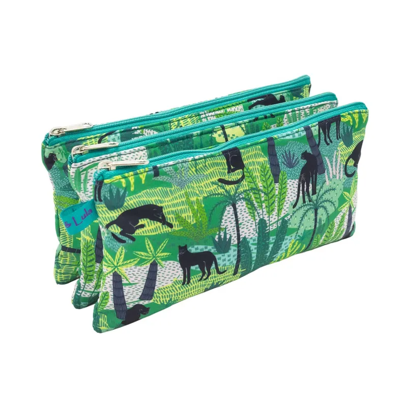 Trousse à Crayons Double Compartiment Fermeture éclair - Tissu Oxford Imprimé Léopard - Grande Capacité Pour école/bureau