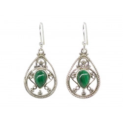 Boucles d'oreilles argent Entrelacs Malachite - Bibop et Lula