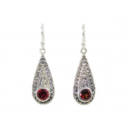 Boucles d'oreilles argent Calissons Grenats - Bibop et Lula