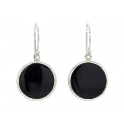 Boucles d'oreilles argent Disques Onyx - Bibop et Lula