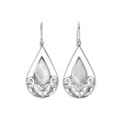 Boucles d'oreilles argent Goutte Entrelacs Nacre - Bibop et Lula