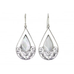 Boucles d'oreilles argent Goutte Entrelacs Nacre - Bibop et Lula