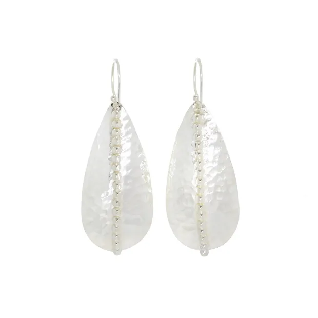 Boucles d'oreilles argent Grande Feuille Martelée