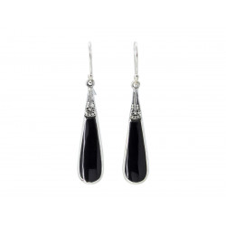 Boucles d'oreilles argent Larmes Onyx - Bibop et Lula