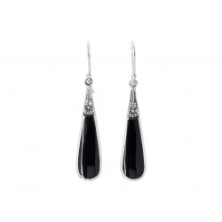 Boucles d'oreilles argent Larmes Onyx - Bibop et Lula