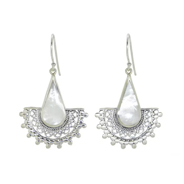 Boucles d'oreilles argent Papyrus Nacre