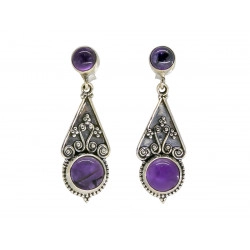 Boucles d'oreilles clous argent Améthystes - Bibop et Lula