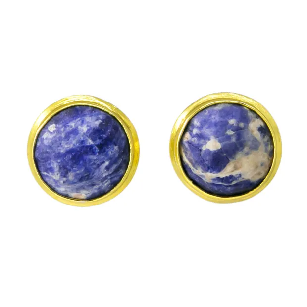 Boucles d'oreilles clous laiton Lapis Lazuli
