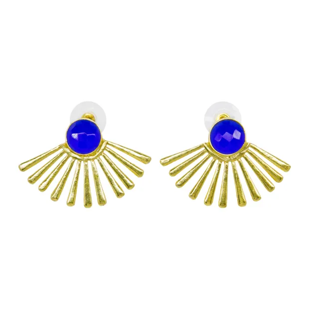 Boucles d'oreilles clous laiton Papyrus hydro bleu