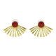 Boucles d'oreilles clous laiton Papyrus hydro rouge - Bibop et Lula