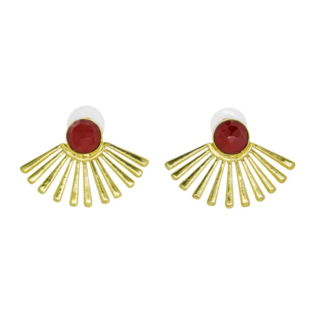 Boucles d'oreilles clous laiton Papyrus hydro rouge
