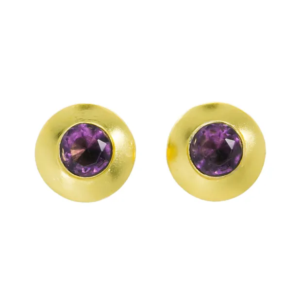Boucles d'oreilles clous laiton Améthyste