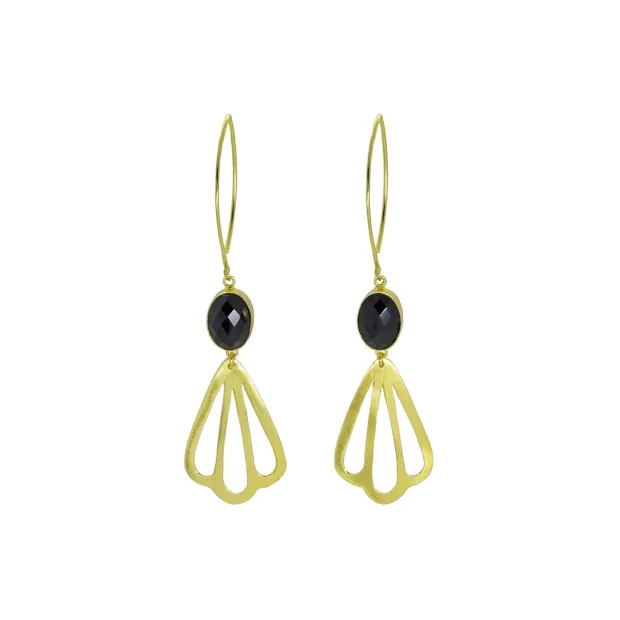 Boucles d'oreilles pendantes laiton Fish Onyx