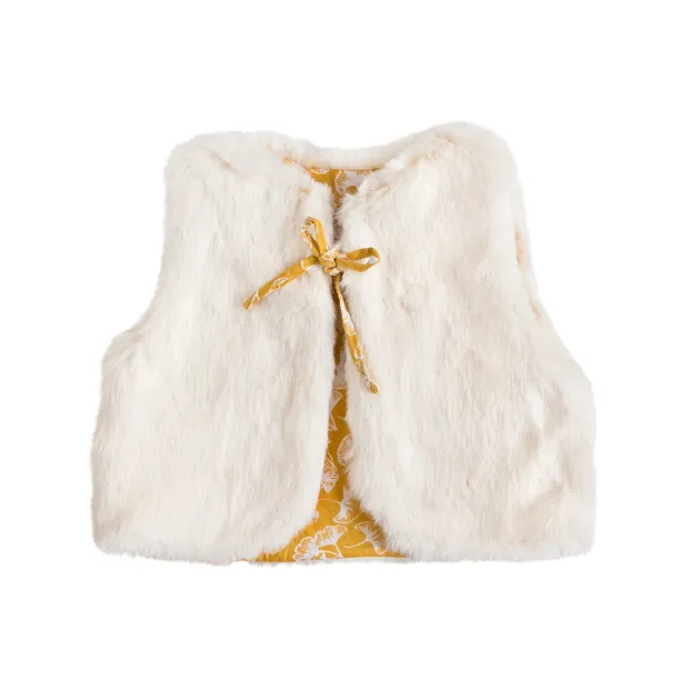Gilet moumoute réversible bébé Gingko jaune