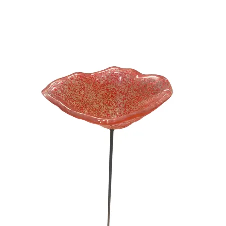 Fleurs en verre transparent rouge moucheté coquelicots - Grand