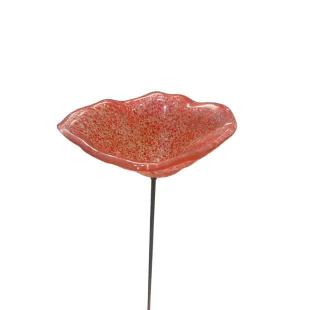 Fleurs en verre transparent rouge moucheté coquelicots - Grand