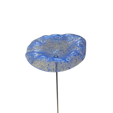 Fleurs en verre transparent bleu moucheté coquelicots - Grand