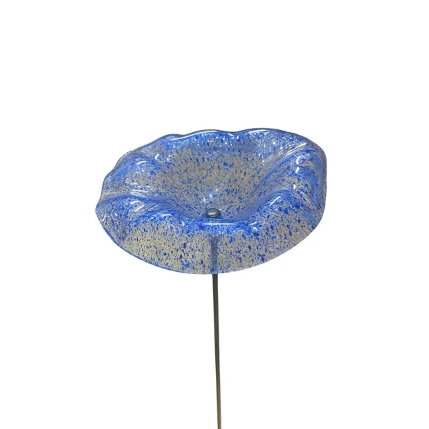 Fleurs en verre transparent bleu moucheté coquelicots - Grand