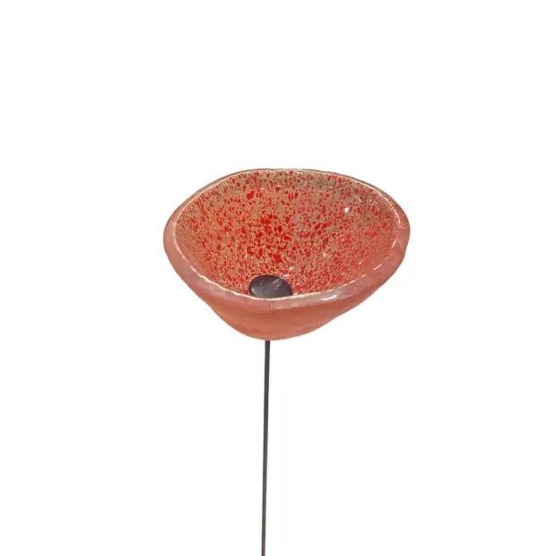 Fleurs en verre transparent rouge moucheté coquelicots - Moyen