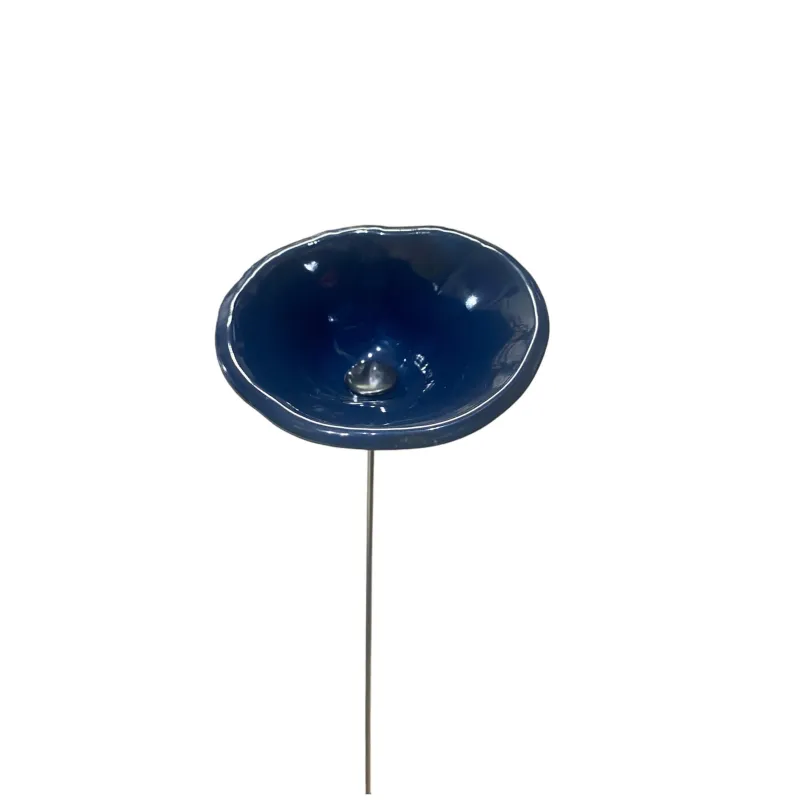 Fleurs en verre bleu canard coquelicots - Moyen