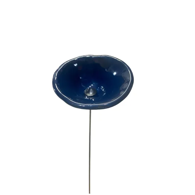 Fleurs en verre bleu canard coquelicots - Moyen