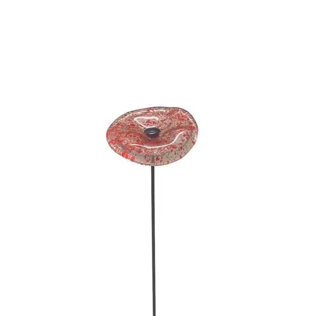 Fleurs en verre transparent rouge moucheté coquelicots - Petit