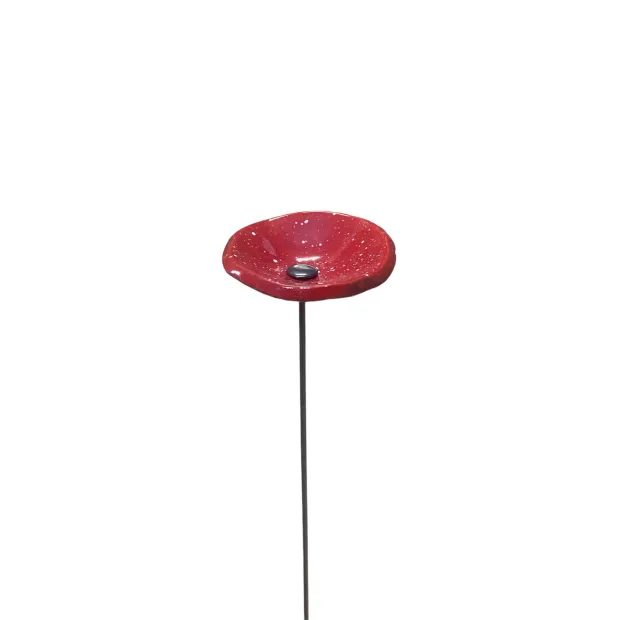Fleur en verre rouge/blanc moucheté coquelicots - Petit