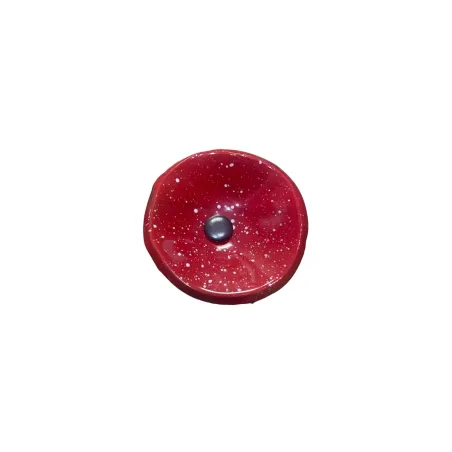 Fleur en verre rouge/blanc moucheté coquelicots - Petit