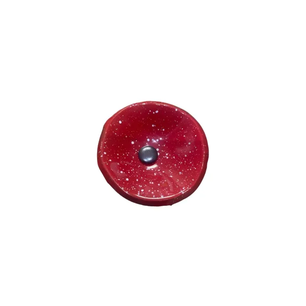 Fleur en verre rouge/blanc moucheté coquelicots - Petit