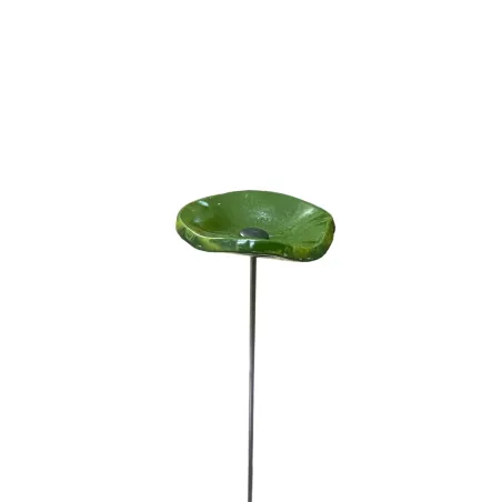 Fleur en verre vert olive coquelicots - Petit
