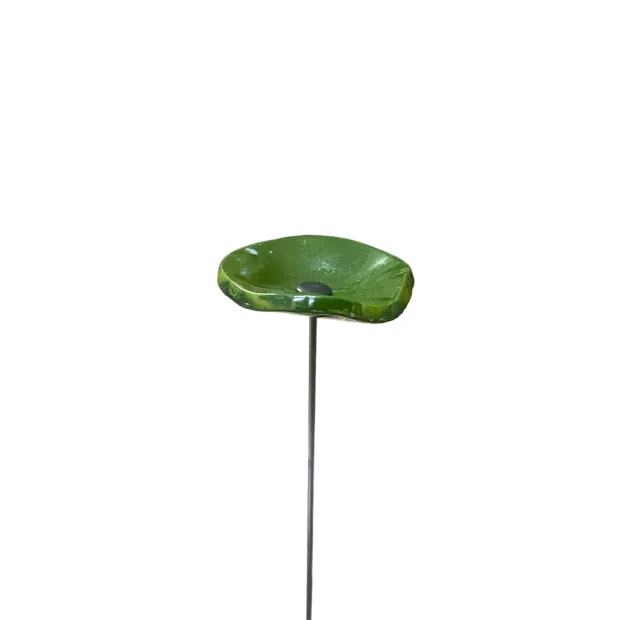 Fleur en verre vert olive coquelicots - Petit