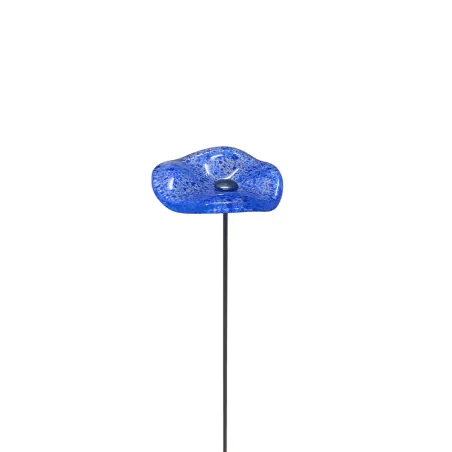 Fleur en verre transparent bleu moucheté coquelicots - Petit