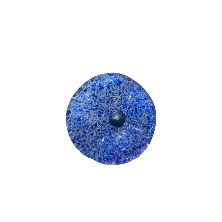 Fleur en verre transparent bleu moucheté coquelicots - Petit
